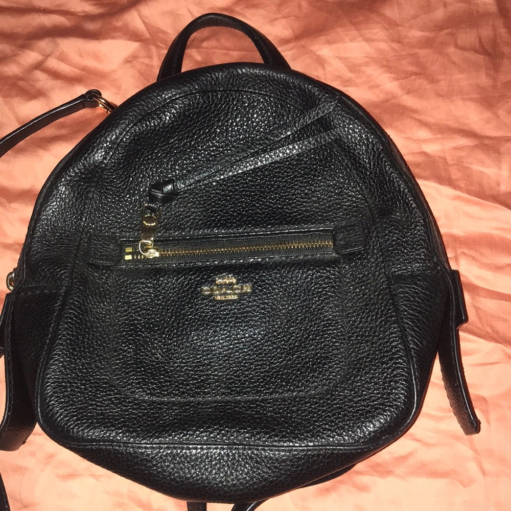 Black coach mini back pack/purse
